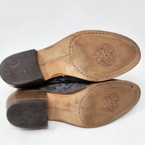 Vince Camuto Ankle Booties Women 7.5M Peera Grey Suede Cutouts Heel Zip - Picture 8 of 10